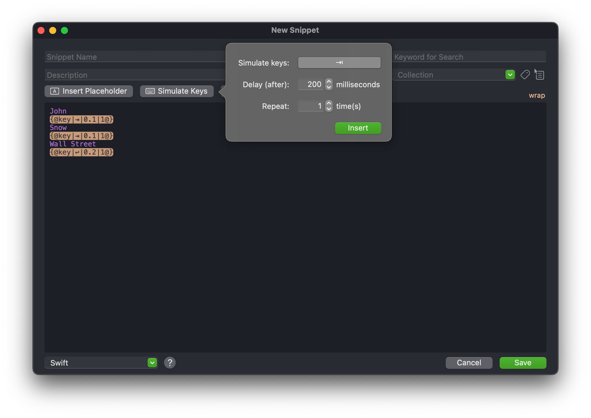 Simulate Keys